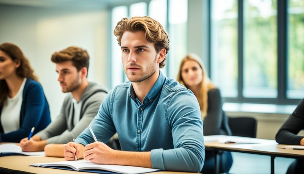 Attending class and taking notes